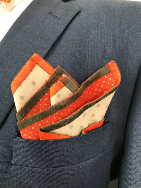 Beige and burnt orange print with burnt orange print reversible Bowtie set