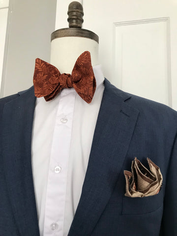 Brown flower print Bowtie Set