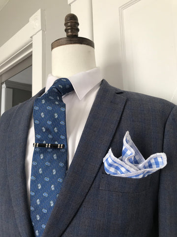 Blue paisley tie set