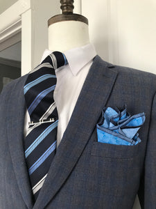 Blue stripe tie set