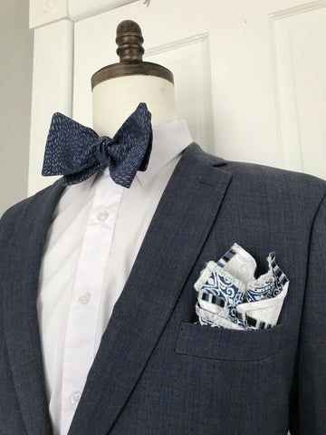 Blue with silver tones Bowtie set