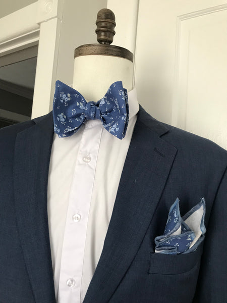 Blueish flower print Bowtie Set